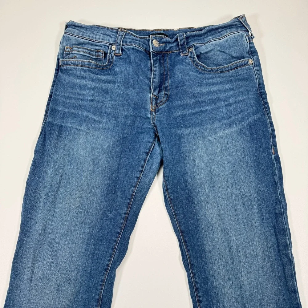 True Religion Geno Mens Jeans 34 Medium Wash Blue Relaxed Slim Fit Stretch Denim